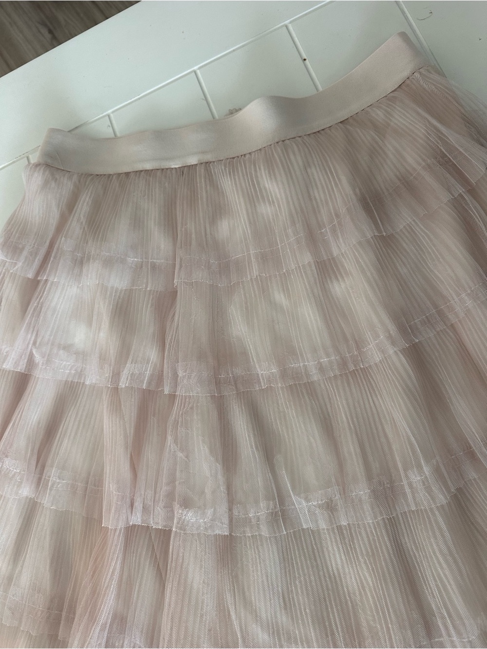Simply Vera Vera Wang Beige Cream Tulle Plaid Maxi Skirt - Picture 9 of 10